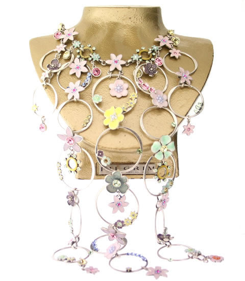 Pilgrim Lily Most Elaborate Lily Necklace, Pastel/Silver