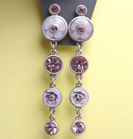 PIlgrim Bling Enamel Impressive Earrings, Lilac/Silver