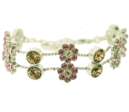 Pilgrim Jewel Stunning Crystal Jewelled Double Row Bracelet, Pastel/Silver