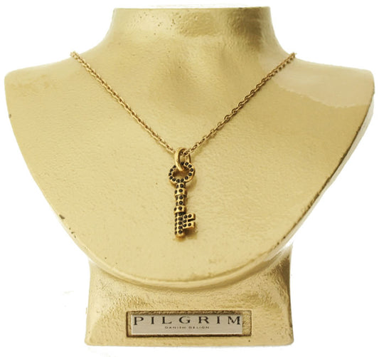 PIlgrim Key Star and Heart Key Pendant Necklace, Brown/Black/Gold