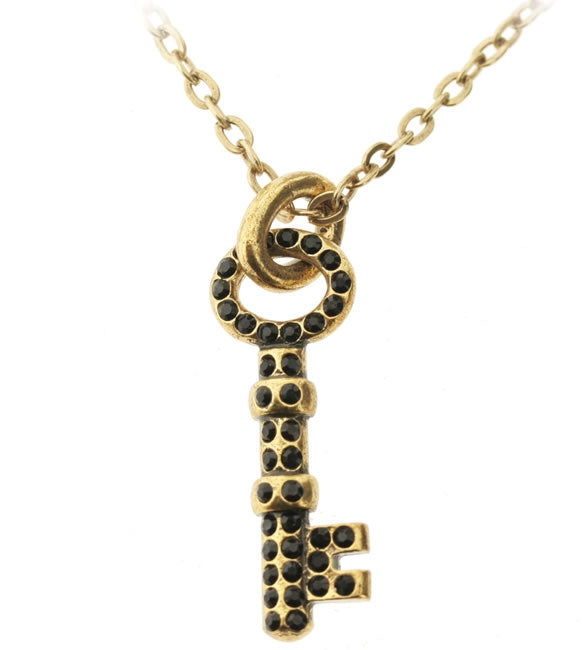 PIlgrim Key Star and Heart Key Pendant Necklace, Brown/Black/Gold