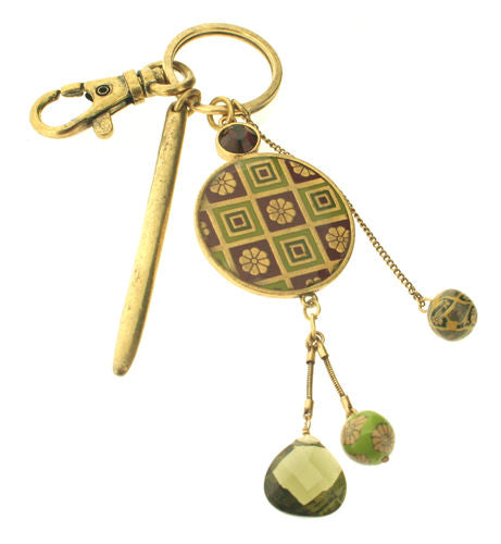 Pilgrim Mosaic Mosaic Keychain/Bag Charm, Red/Green/Gold