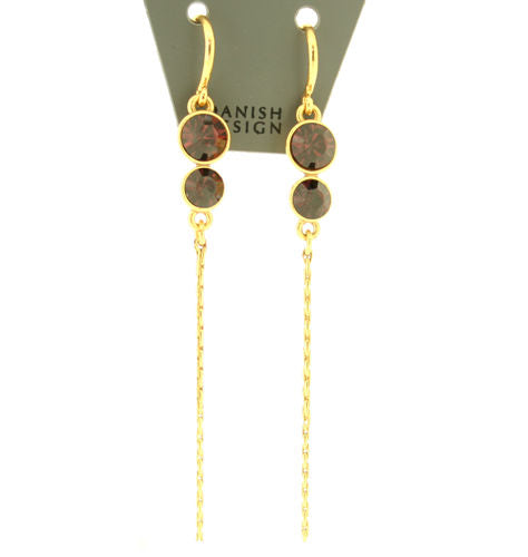 Pilgrim Classic Crystals Classic Chain Drop Earrings, Bordeaux/Gold