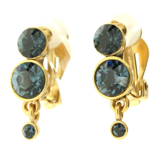 Pilgrim Classic Crystals Classic Clip On Swarovski Crystal Earrings, Blue/Gold