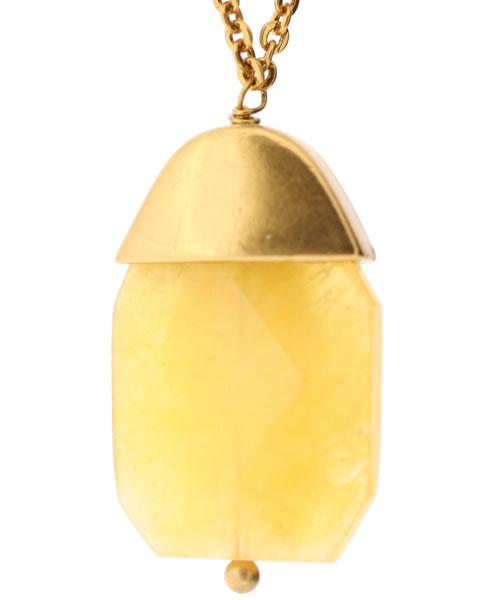 Pilgrim Elegant Rock Long Pendant, Brown/Gold
