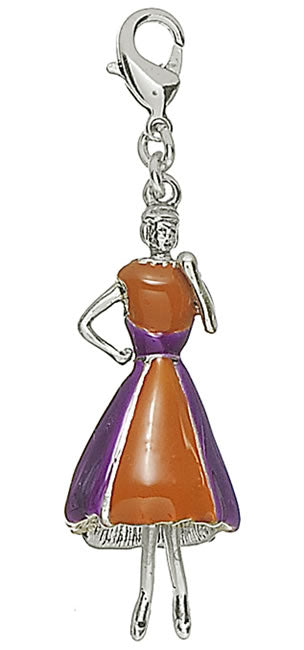 Pilgrim Charms Elegant Lady In A Fabulously Retro Dress, Orange/Purple/Silver