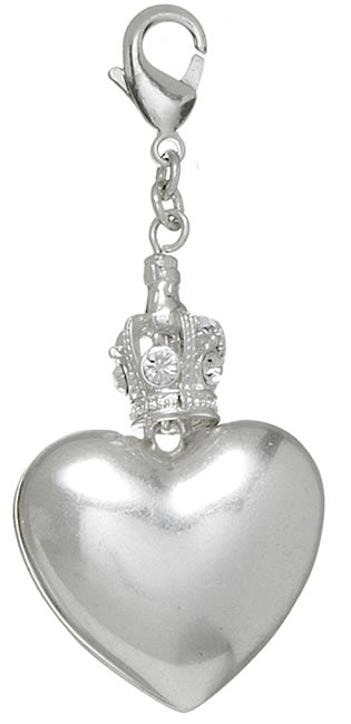 Pilgrim Mega Charm Royal Heart Mega Charm, Crystal/Silver