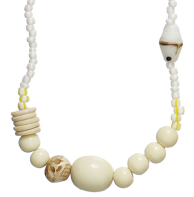 Pilgrim Blessings Long Beaded Necklace, White/Gold