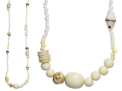 Pilgrim Blessings Long Beaded Necklace, White/Gold