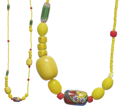 Pilgrim Blessings Long Beaded Necklace, Yellow Mix