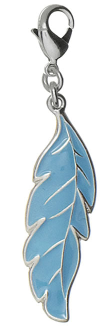 Pilgrim Charms Enameled Leaf Charm, Turquoise/Silver