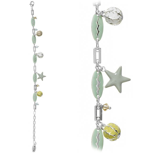 Pilgrim Starball Charm Bracelet, Mint/Silver