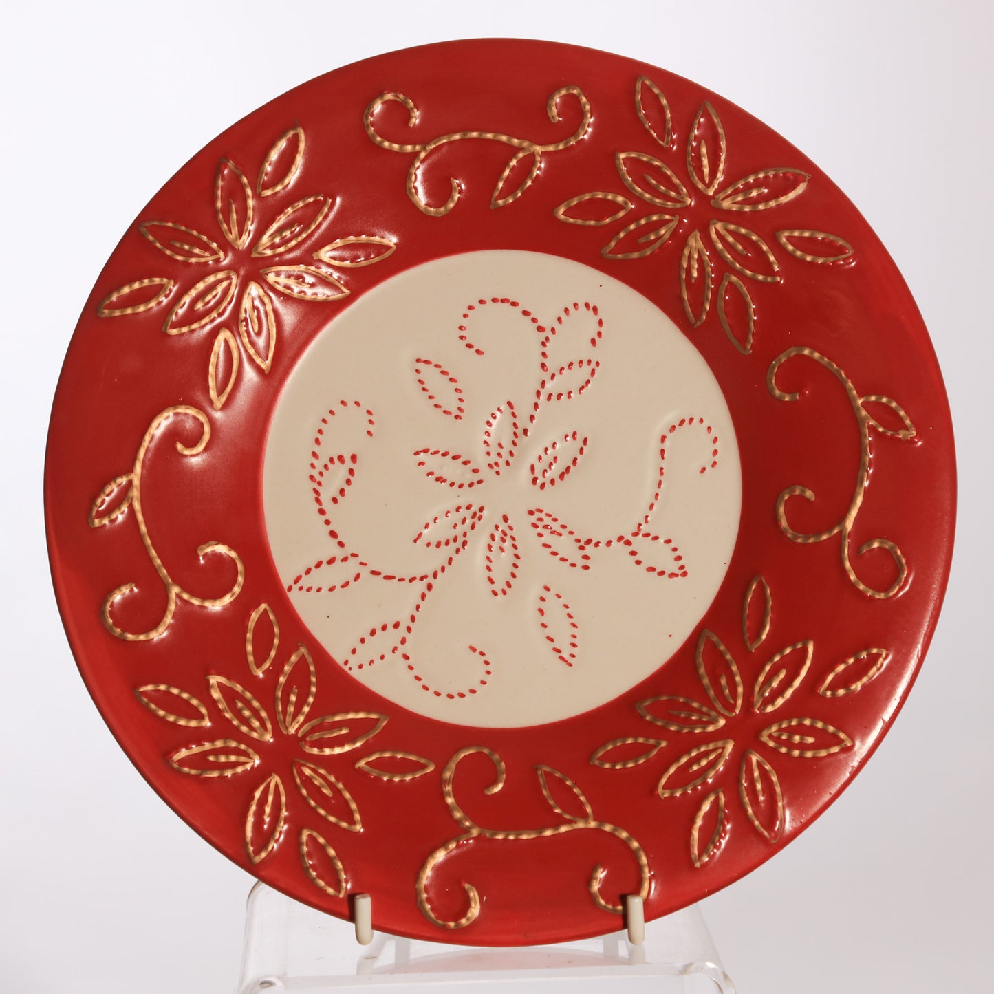 Yankee Candle Shade and tray for Medium Large Candles, Red/White/Gold