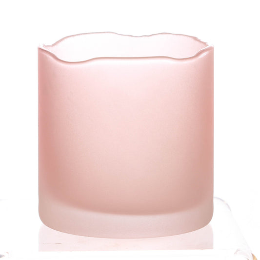 Votive Holder, glass/pink/pastel, wavy rim