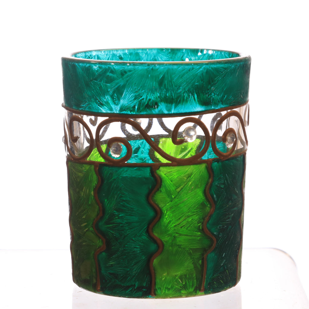 Votive Holder Green Painted Glass