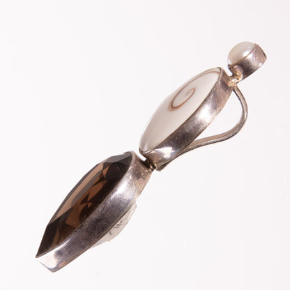 Pendant Faceted Smokey Quartz, Shell