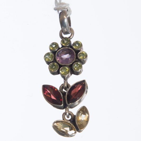 Pendant, Multi Gemstone/Sterling Silver