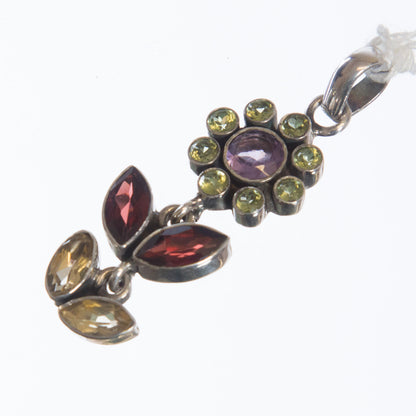 Pendant, Multi Gemstone/Sterling Silver
