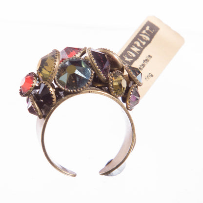 Cluster Ring With Moving Crystals, Dark Multi/Gold