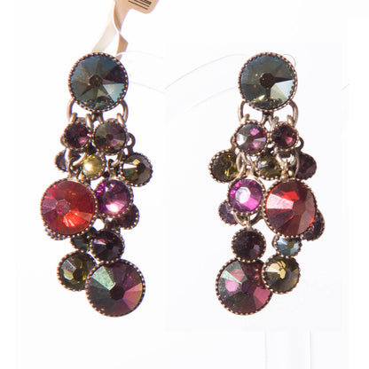 Bunch Earrings on Studs, Dark Multi/Gold