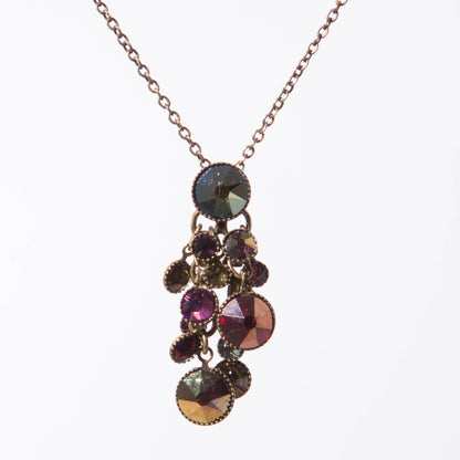 Crystal Bunch Pendant Necklace, Dark Multi/Gold