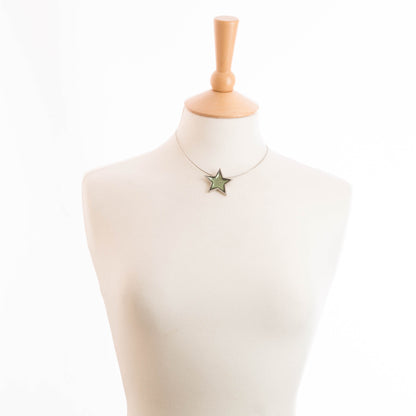 Watch this Space Pendant Necklace from the Pewter Stars Collection, Olive