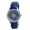 Pilgrim, Watch with rubber strap, Silver Plated, Blue