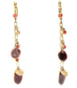 A&C Shabby Metal Long Drop earrings, Burgundy/Gold