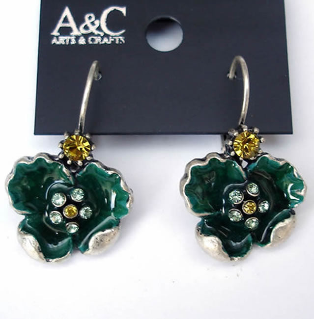 A&C Poppy earrings, Green/Silver