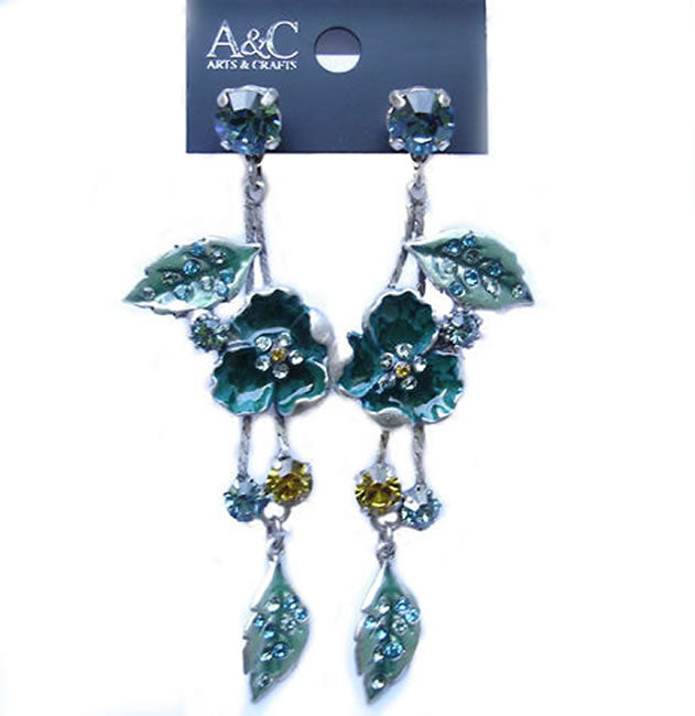 A&C Poppy Stunning Large earrings, Green/Silver