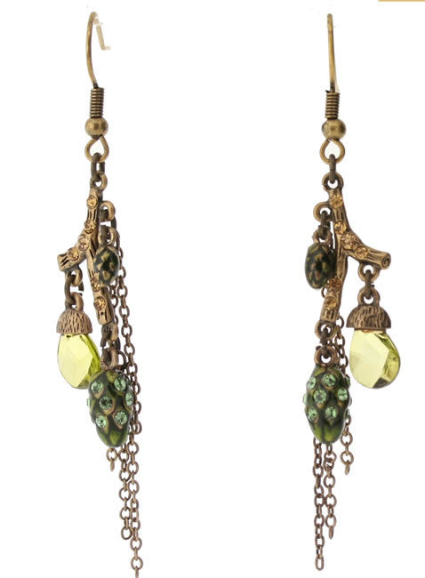 A&C Forest Branch earrings, Green/Gold