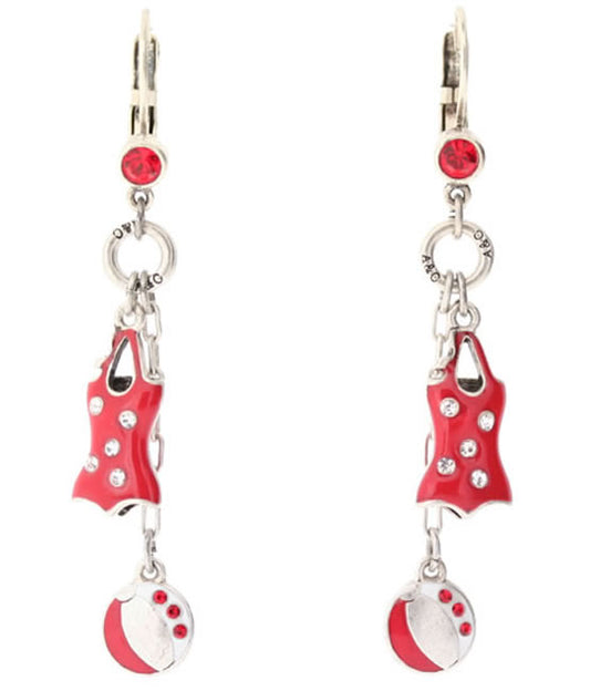 A&C Beachhut Lovely Hook Drop earrings, Red/Silver