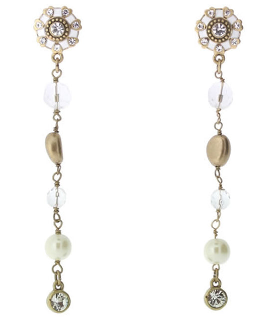 A&C Keys And Pearls Long Drop earrings,
