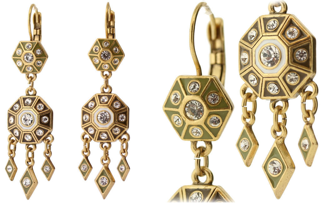 A&C Kaleidoscope Elaborate Drop Earrings, Gold