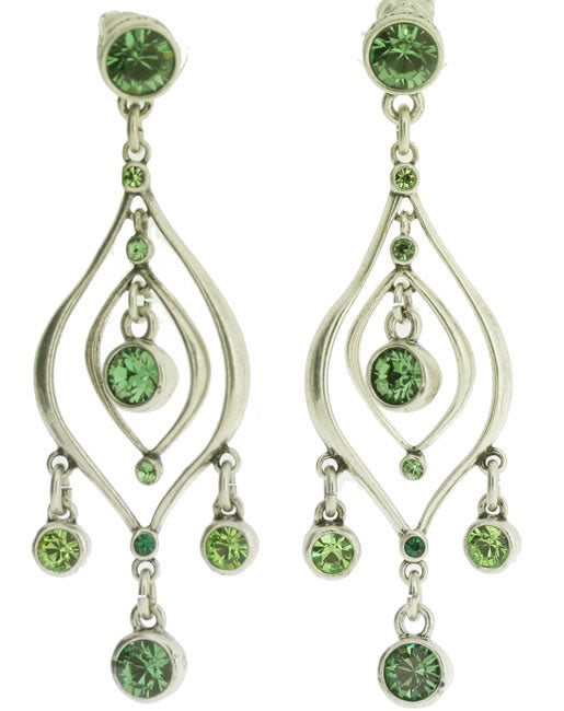 A&C Onion Long Earrings, Green/Silver