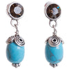 A&C Feather, Droplet Bead Earrings Blue/Silver