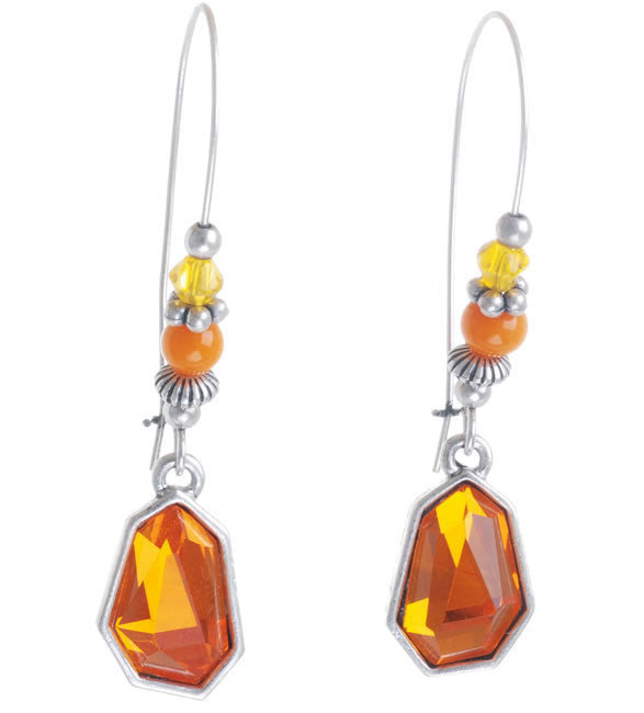 A&C Sweet Flower Hook Drop Earrings, Orange/Silver