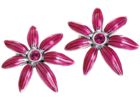 A&C Sweet Flower Large Stud Earrings, Fushia Pink