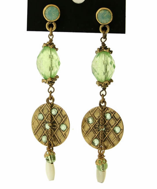 A&C Ethnicdream Larger earrings, Green/Gold