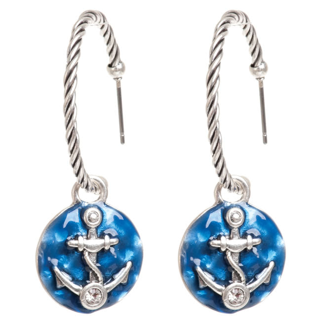 A&C Navy Blue Creole Style Earrings