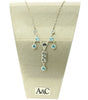 A&C Classic Party Elegant Drop Necklace, Blue/Silver