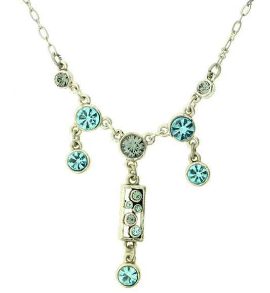 A&C Classic Party Elegant Drop Necklace, Blue/Silver