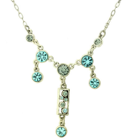 A&C Classic Party Elegant Drop Necklace, Blue/Silver