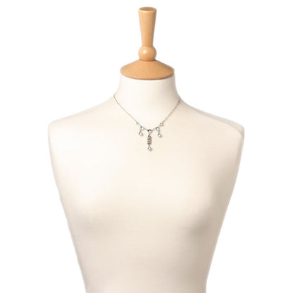 A&C Classic Party Elegant Drop Necklace, Blue/Silver