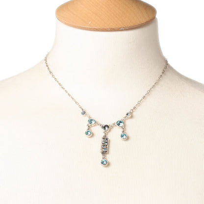A&C Classic Party Elegant Drop Necklace, Blue/Silver