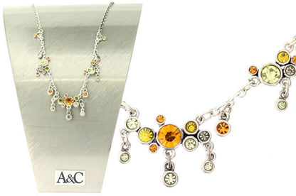 A&C Classic Beauty Beautiful All Round Necklace, Orange/Silver