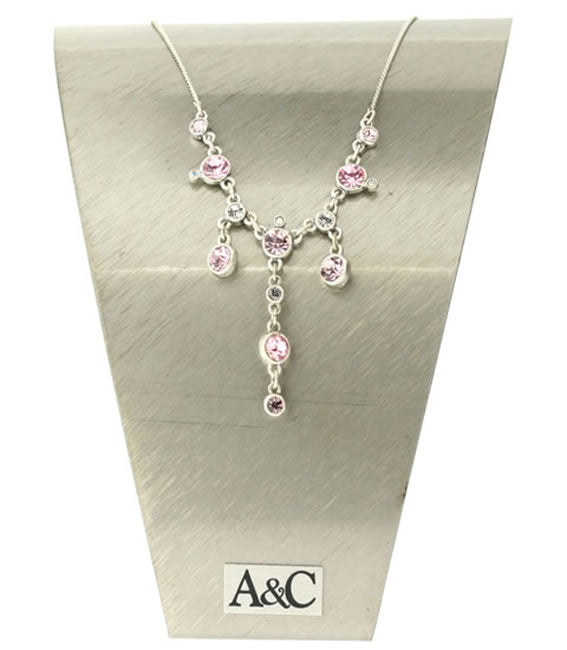 A&C Funky Crystals Beautiful Necklace, Pink/Silver