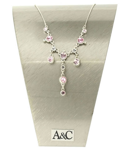 A&C Funky Crystals Beautiful Necklace, Pink/Silver