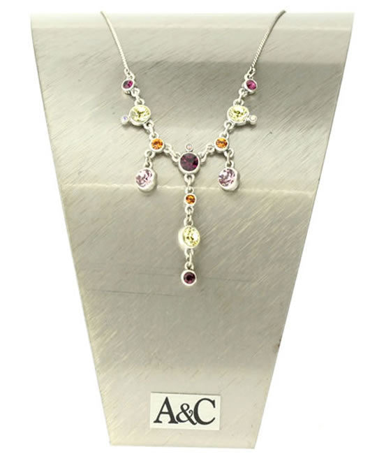 A&C Funky Crystals Beautiful Necklace, Multi/Silver