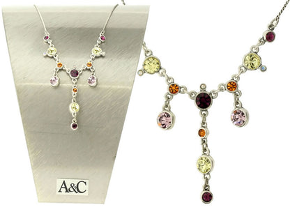 A&C Funky Crystals Beautiful Necklace, Multi/Silver